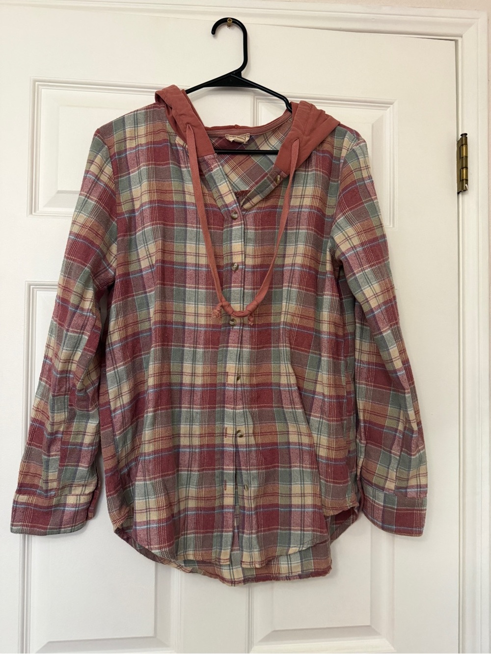 Hem & Thread Plaid Button-Up Shirt in Rust and Sage